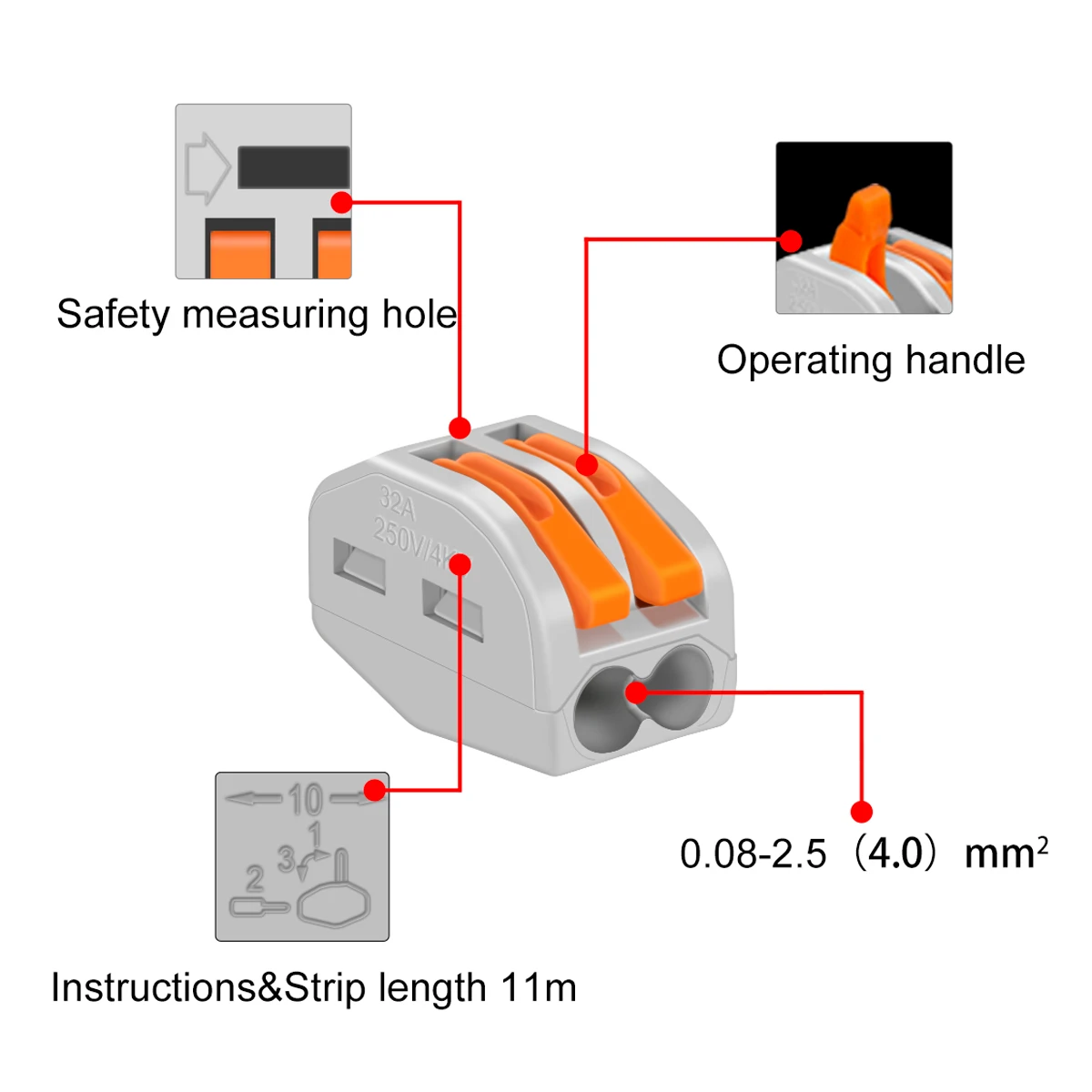 10PCS Mini Fast Wire Connectors Universal Compact Wiring Connector Push-in Terminal Block 212 213 214 215 218