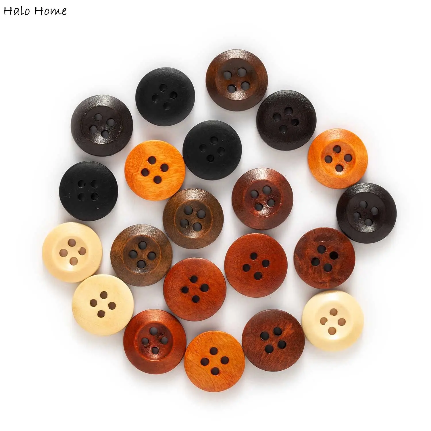 4 Hole 7 Colors Round Wooden Buttons Sewing Scrapbook Clothing Crafts Gift Jacket Blazer Sweaters Handwork Accessories 10-25mm