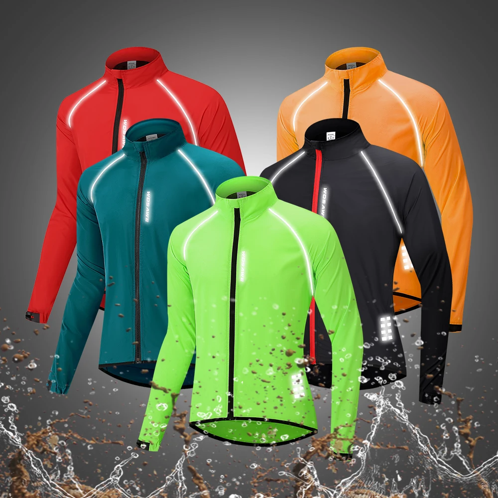 WOSAWE Reflective Men\'s Cycling Jackets Windproof Riding Bicycle Clothing Windbreaker Outdoor Sports Running MTB Bike Mesh Vest