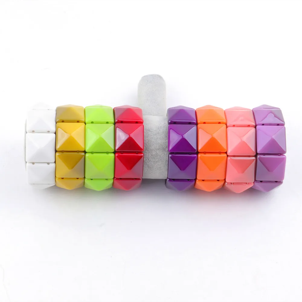 FishSheep Colorful Wide Acrylic Stud Bracelets Bangles For Women Resin Charm Cuff Stretch Bracelets Wristband Fashion Jewelry