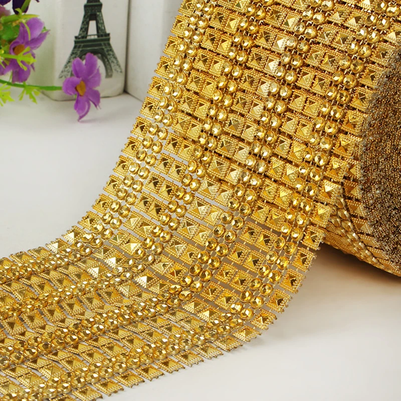 16 Rows Diamond Rhinestone Mesh Tape Roll Ribbon Bling Bling Wrap Bulk For Wedding Cakes Party Supplies Wedding DIY Decorations