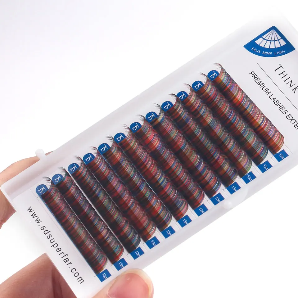 12 Rows Ombre Multi Color Eyelash Extension Natural Silk Mink Beauty Colors Eyelashes 2 Tones Cilios Eye Lashes Makeup Tools