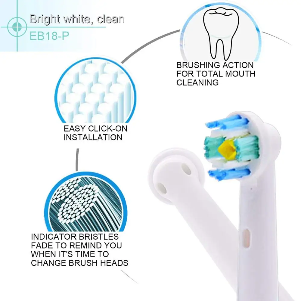 Toothbrush Heads for Oral B Electric Toothbrush 2 Model for Oral B Electric Advance/Pro Health/Triumph/3D Excel/Vitality