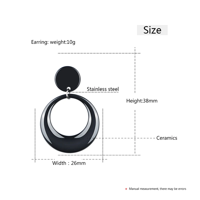 Punk Style Women Oversize Earrings For Female  Geometric Wedding Party Vintage Black Ceramic Earring Female Bohemian Bijoux