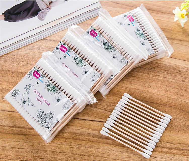 500pcs Double Head Cotton Swab Women Makeup Cotton Buds Tip For Wood Sticks Nose Ears Cleaning Health Care Tools