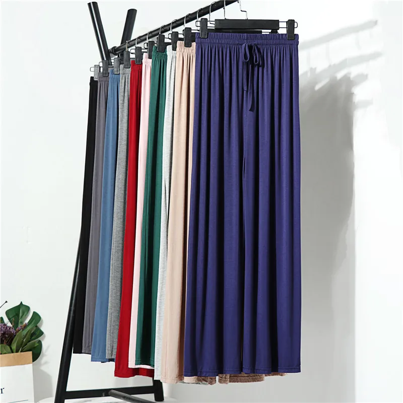 Pantalones largos de algodón Modal para mujer, ropa de dormir cómoda, ropa de noche informal para el hogar