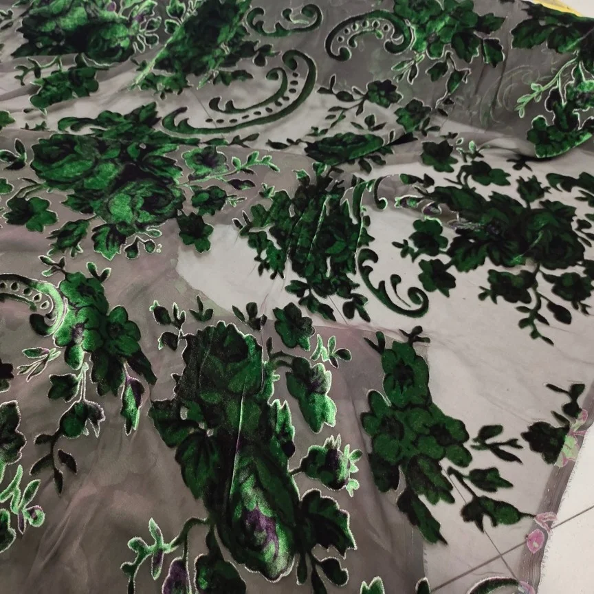 Hollow Mulberry Silk Bottom Cotton Velvet Dress Cheongsam Shirt Short Shawl Apparel Fabric