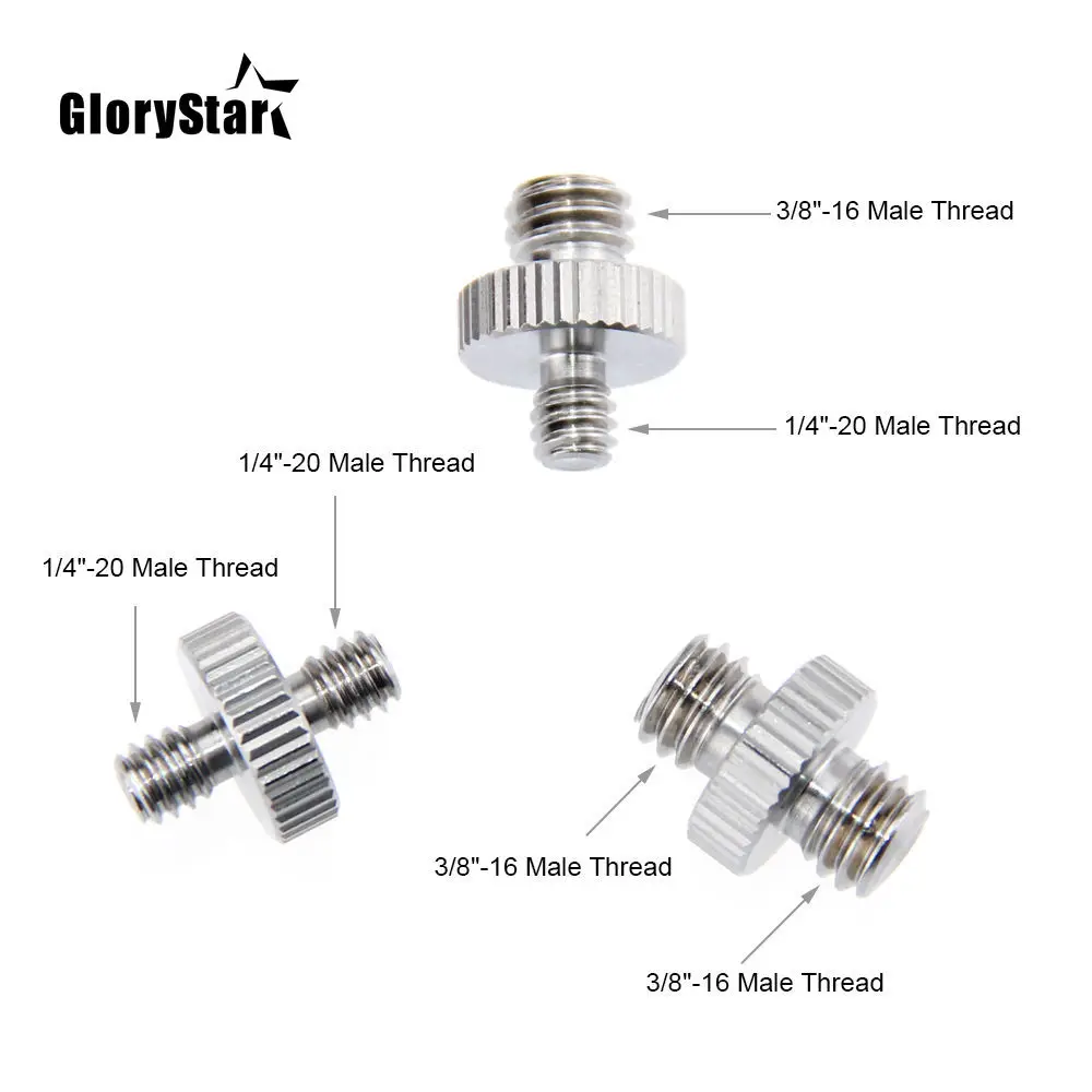 Переходник с наружной резьбы 1/4 дюйма на наружную резьбу 1/4 дюйма 3/8 дюйма двойной наружный винт адаптер поддерживает штатив аксессуары для камеры Mayitr