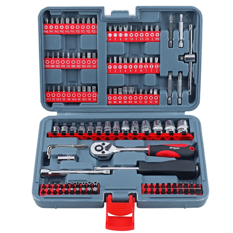 126 pcs auto repair tool set multi-functional bit set socket ratchet wrench combination car repair tools household workshop