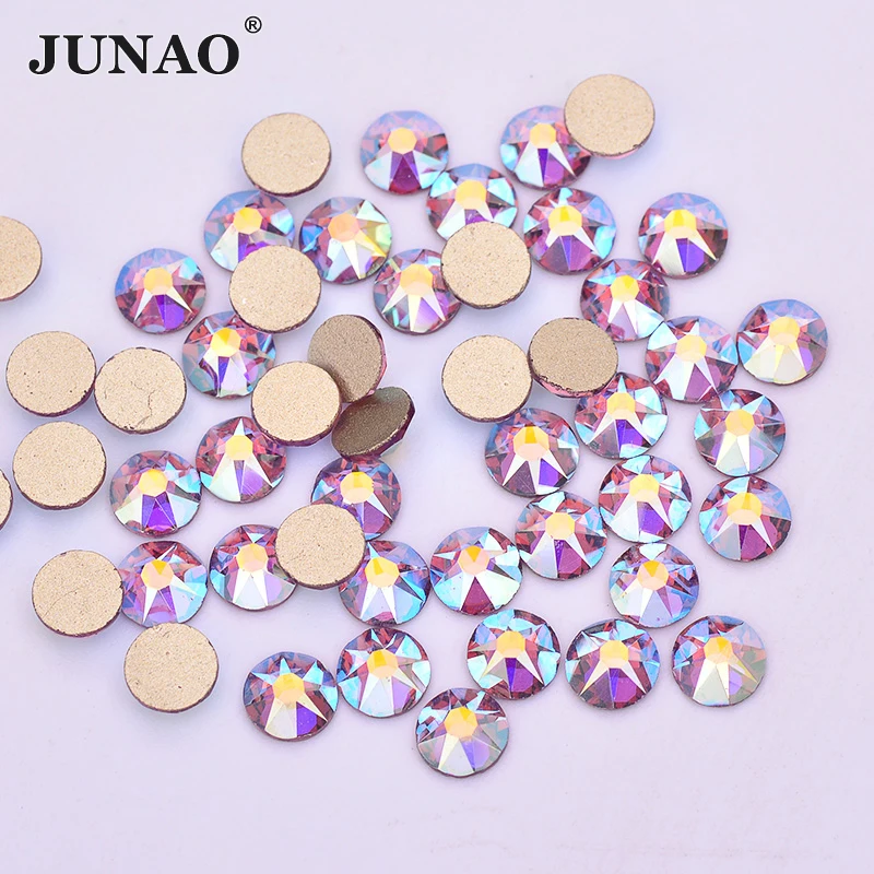 JUNAO 16 Cut Facet SS10 SS16 SS20 SS30 2088 Hyacinth AB Glass Flatback Rhinestone Glass Nail Art Crystal Stone Non Hotfix Strass