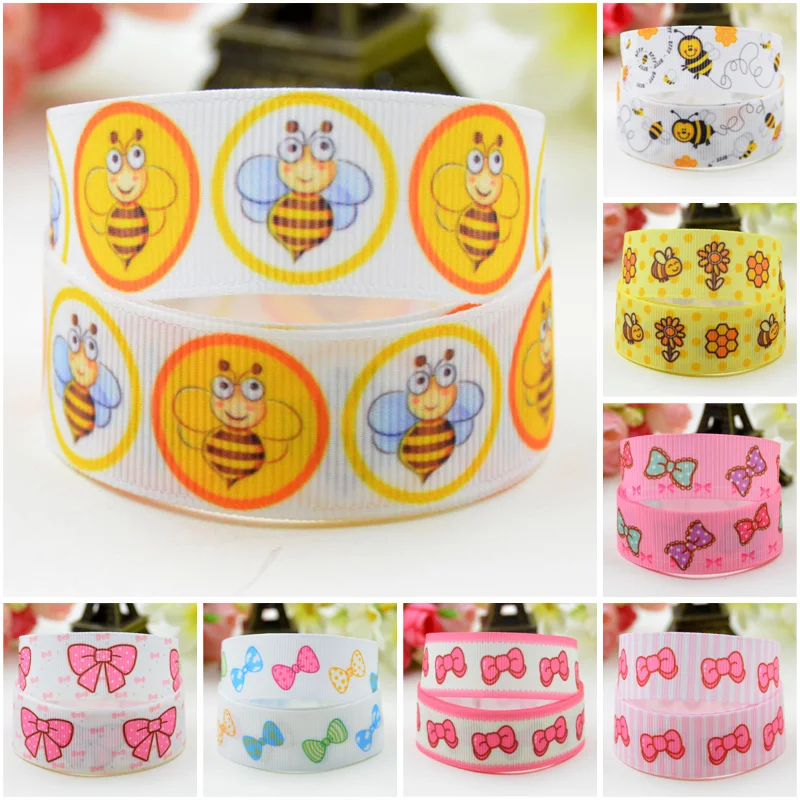 22mm 25mm 38mm 75mm Ruban satin Butterfly Cartoon Character printed Grosgrain Ribbon Hair Accessories party decoration 10 Yards