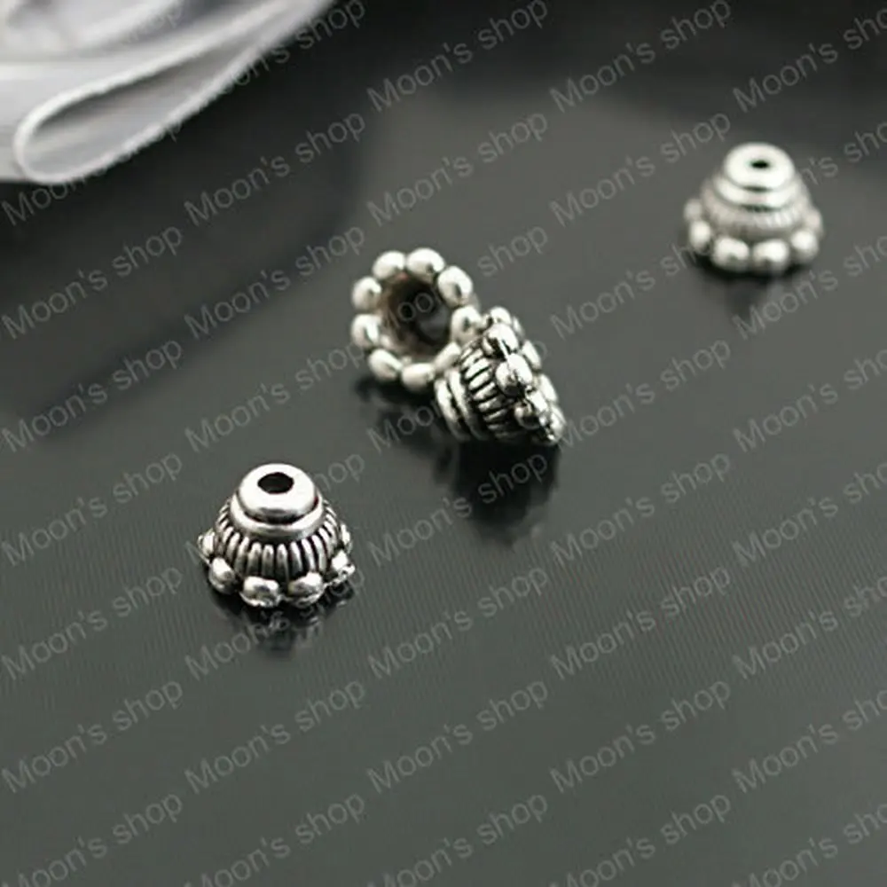 Wholesale 7*5mm Antique Silver color Flower Alloy Bead Caps Diy Fashion Findings Accessories 100 pieces(JM3036)