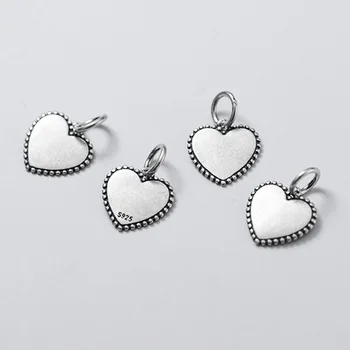 925 스털링 실버 빈티지 매트 댕글 하트 참, 앤티크 컬러 공예품 장식, 실버 펜던트, DIY 쥬얼리 발견 Best5 925 스털링 실버 빈티지 매트 댕글 하트 참, 앤티크 컬러 공예품 장식, 실버 펜던트, DIY 쥬얼리 발견 Best5