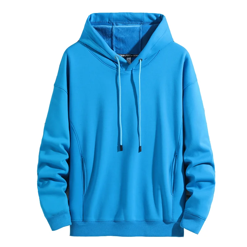 Winter Plush Hoodie Custom Long Sleeve Hooded Warm Jacket Cheap Embroidered Logo Fashion Solid Color Sweatshirt