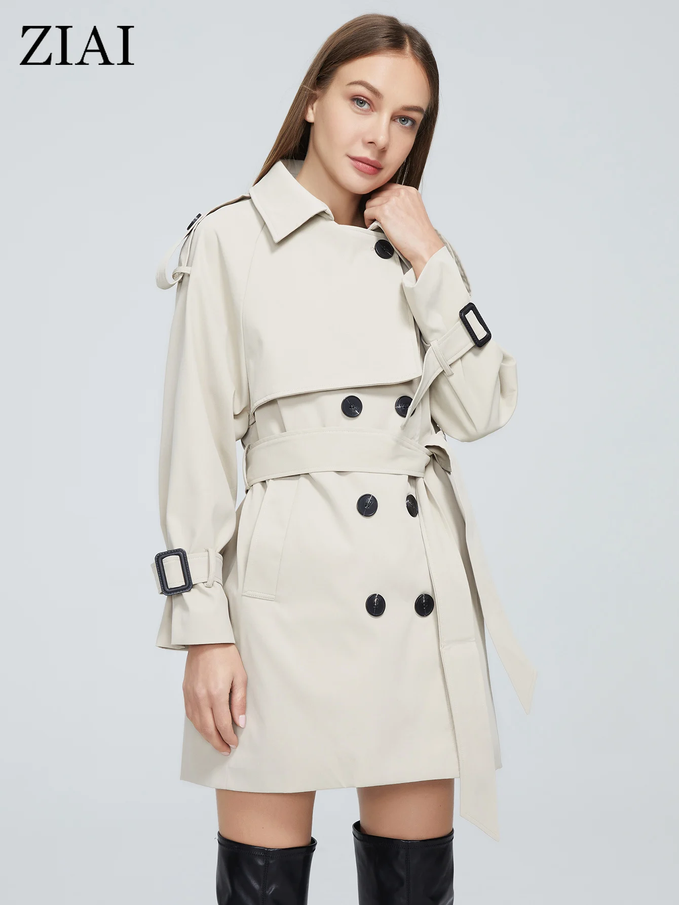 Ziai 2022 mulher jaqueta de primavera clássico duplo breasted trench coat feminino à prova dwaterproof água casaco negócios outerwear ZS-DS21