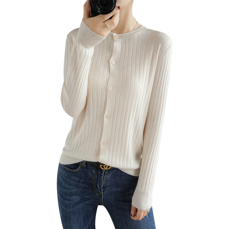 

2023 Autumn and Winter New Cashmere wool Soft Single Breasted Cardigan O-Collar Sweaters Fashion Comfortable Soft