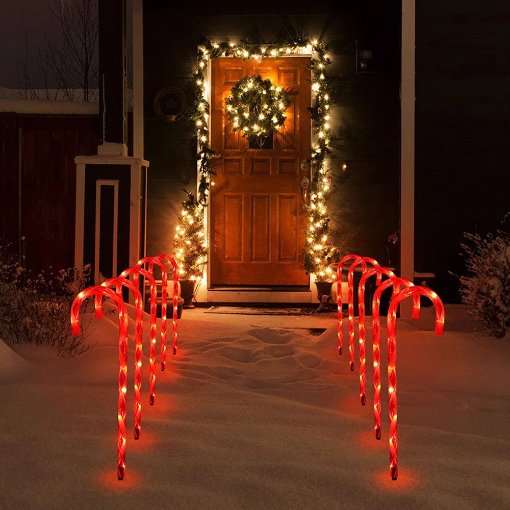 New Christmas Light Pathway Candy Cane Walkway Light Usb Powered Street Lamp Outdoor Garden Yard New Year's Decoration Lamp