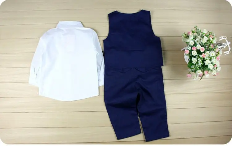 3pcs Set Autumn Children\'s Leisure Clothing Sets Baby Boy Clothes Vest Gentleman Suit for Weddings Formal Clothing Suits