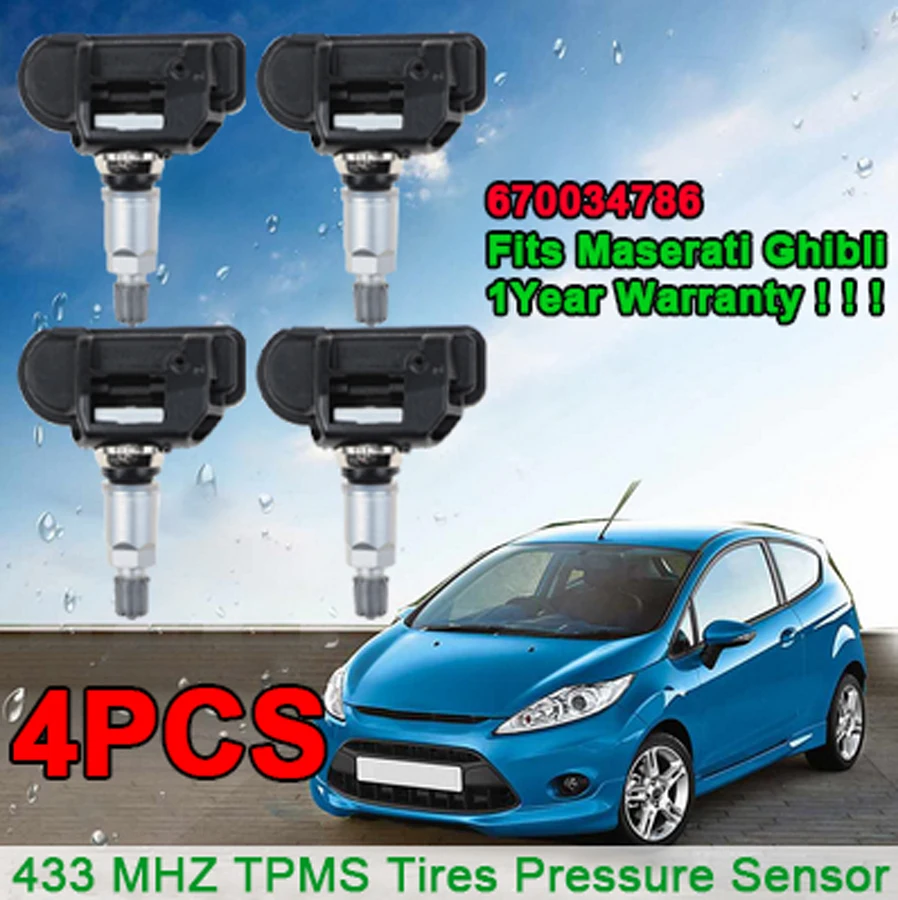 4PCS New TPMS Sensor Tire Pressure Sensor For Maserati Ghibli High Quality 433MHZ Tire Pressure Monitoring Sensor 670034786