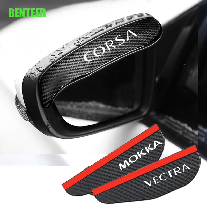 2Pcs Carbon Fiber Rearview Mirror Eyebrow Rain Cover For Opel OPC Astra Insignia Corsa Mokka Vectra Meriva Vivaro Crossland X