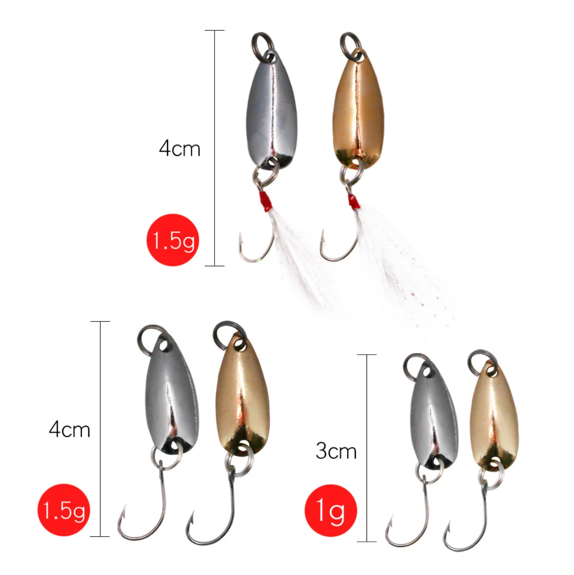 100pcs 1g/1.5g Fish Wobbler Crank Spoon Feather Bionic Artificial Luya Bait Fishing Accessories Lure JIG Jibbait Spinner Goods