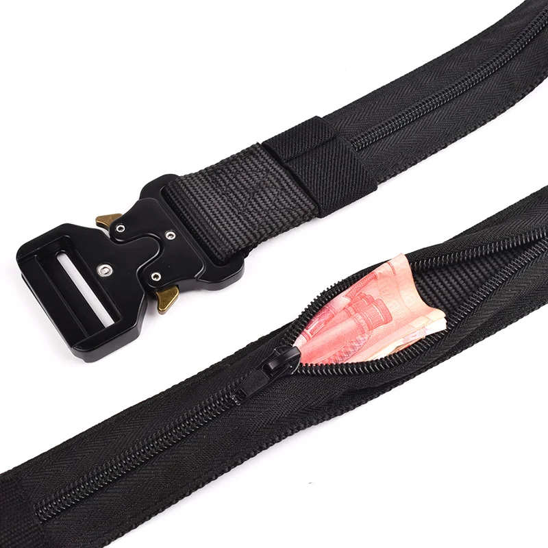 New Travel Cash Anti Theft Belt Waist Bag 130CM Tactical Men Waist Packs Women Hidden Wallet Waist Strap Nylon Zipper Purse Belt