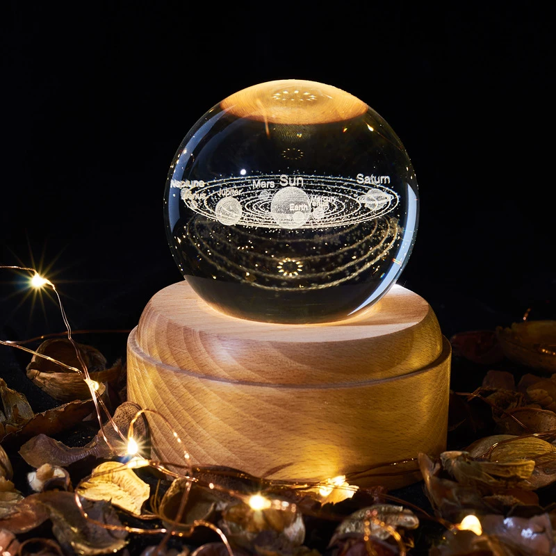 Crystal Ball night light usb charging kids moon lamps Music Box 3D LED Rotating Night Lights Galaxy Crafts Home Desktop Decor