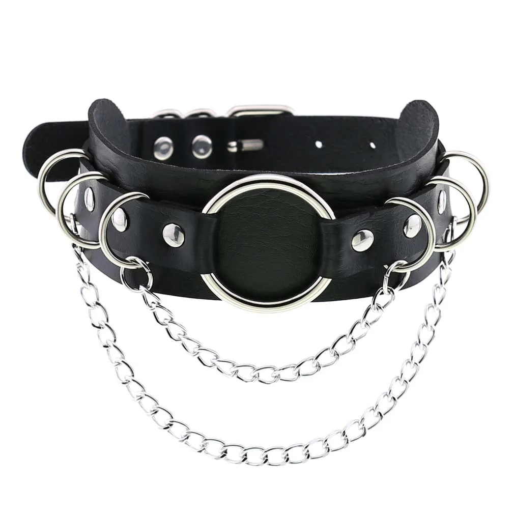 Imagen 5: DIEZI-collar con colgante de cadena de cuero PU para hombres y mujeres, Gargantilla negra gótica, Estilo Vintage, Harajuku, Sexy, Punk, Nueva joyería