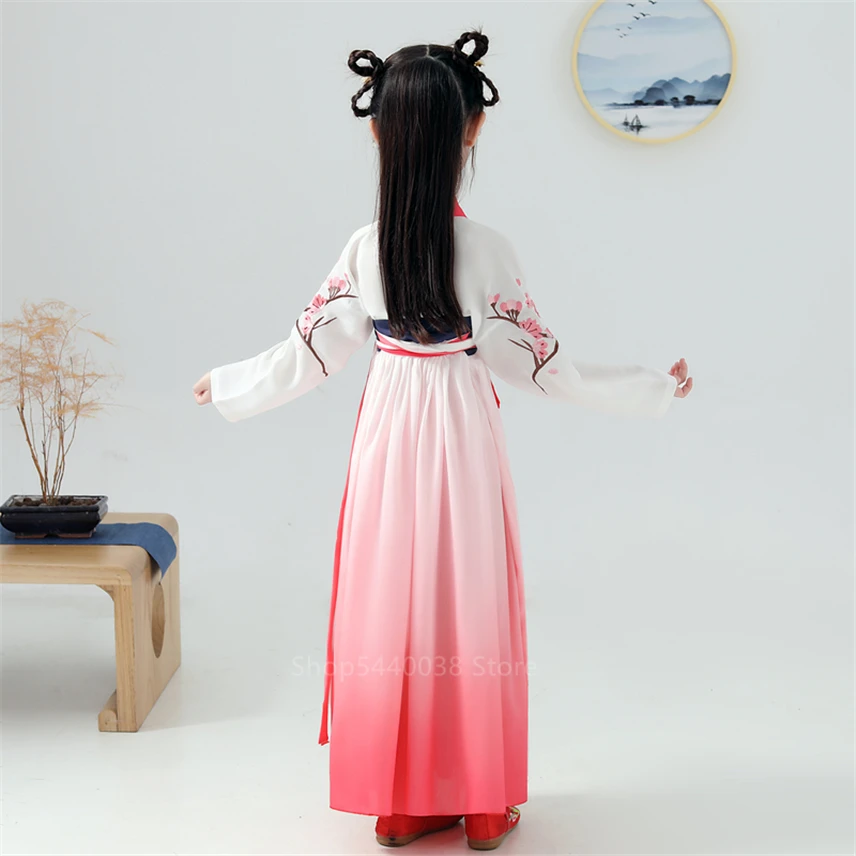 Meisjes Chinese Hanfu Traditionele Nieuwe Jaar Lente Festival Outfit Oude Dans Stage Performance Hof Prinses Fee Jurk