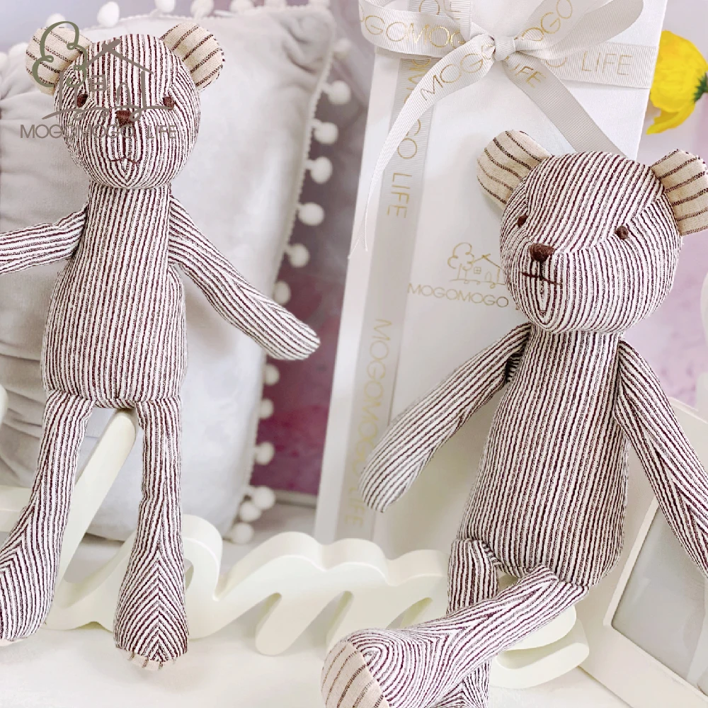 Luxury 28cm Cute Bear Stuffed Animals Doll Lovely Baby Nursey Toy Cotton Linen Handmade Plush Toys