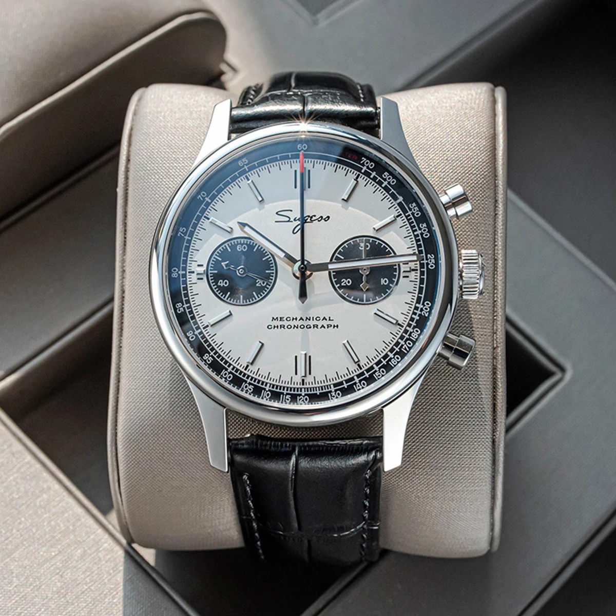 Sugess Panda 40mm Pilot Chronograph Watch Men Air Force Sapphire Colors ST1901 Original Movement Mechanical Wristwatches Fashion