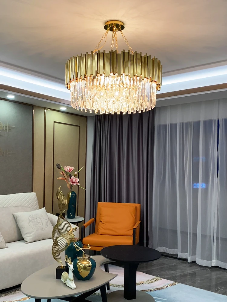 Imagem -06 - Luxo Crystal Chandelier For Living Room Modern Home Dining Room Bedroom Lamp Duplex Building Hall Villa