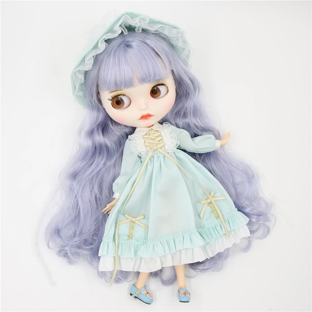 ICY DBS Blyth Doll Outfits Pale Pink Dress Pale Blue Dress Hat White Socks Doll Clothes Anime