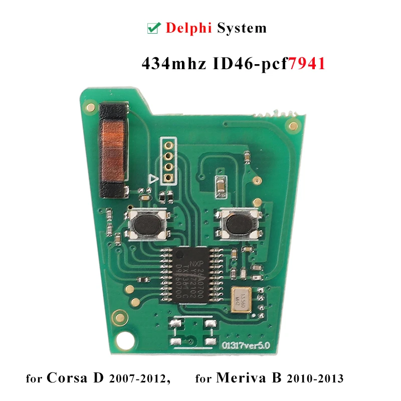 Jingyuqin 433Mhz ID46-pcf7941 Auto-Fernbedienungsschlüssel für Opel / Vauxhall Astra H 2004-2009 Zafira B 2005-2013 Corsa D 2007-2012 Meriva B