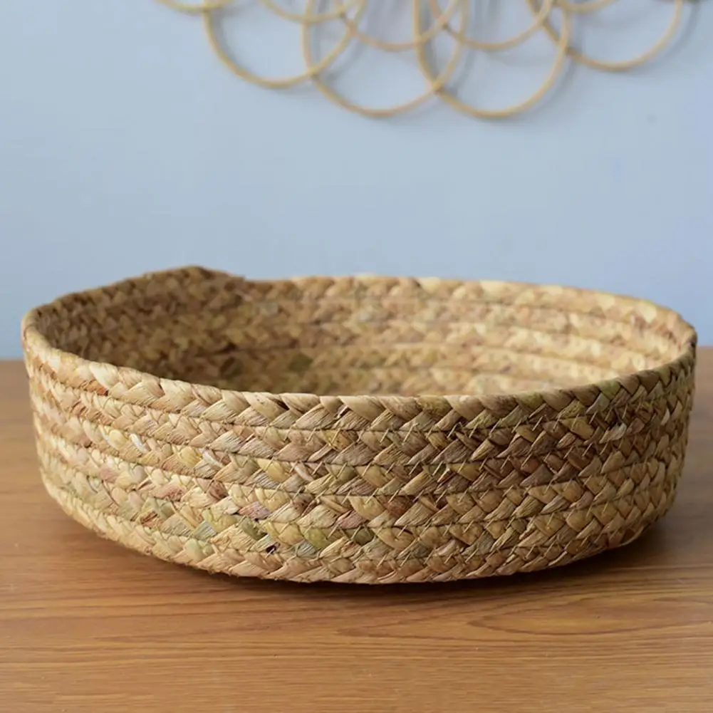 Round Storage Basket Useful Multi-Functional Sundries Fruit Holder Straw Woven Basket Universal Kitchen Storage Baskets Supplies