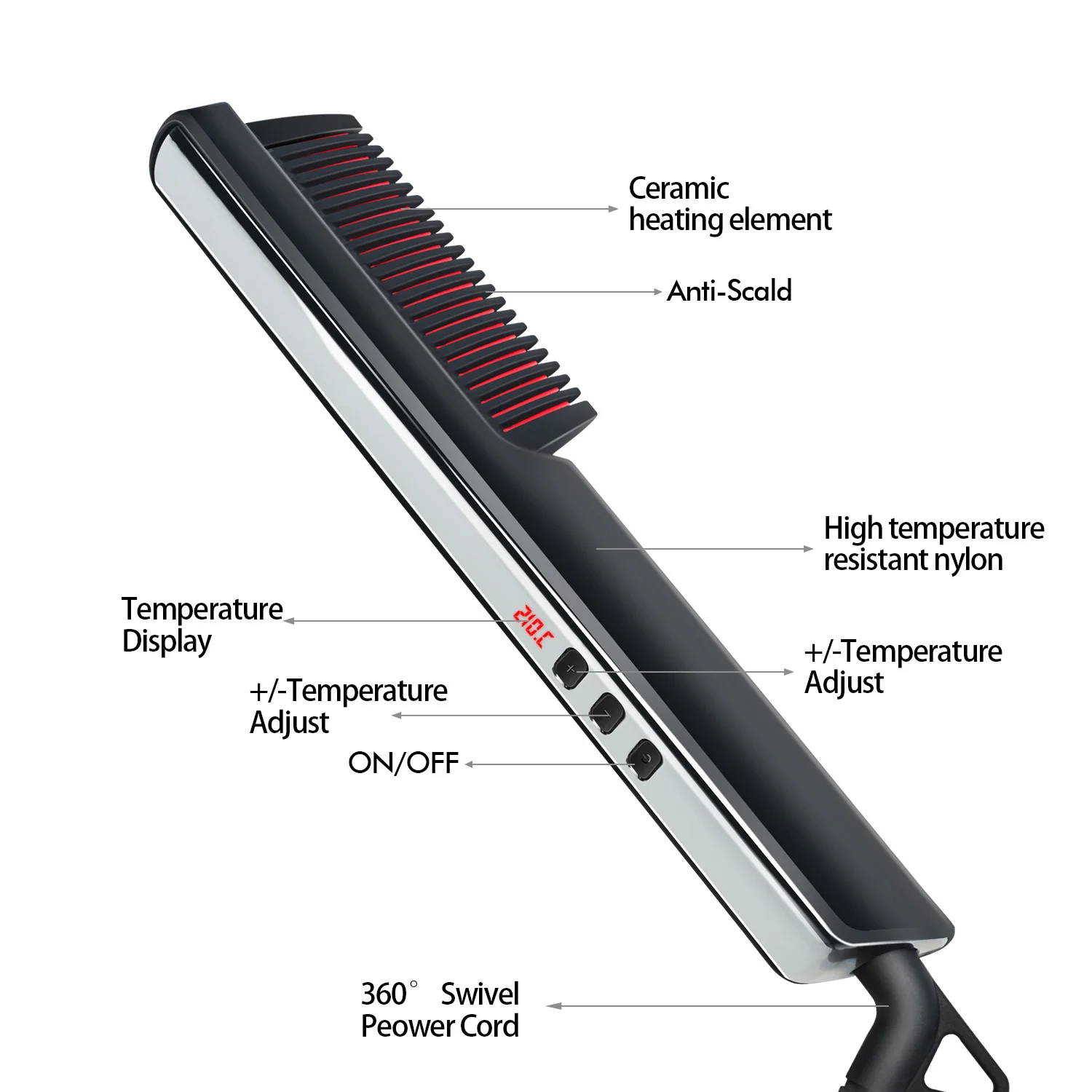 Alisador de cabelo escova ionic alisamento escova de aquecimento rápido profissional alisador de cabelo