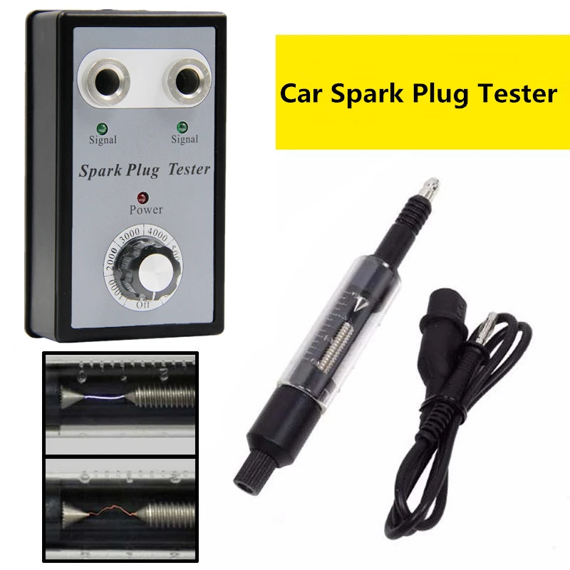 Adjustable Dual Hole Sparking Plug Tester Spark Tester Diagnostic Tool for Car Motorcycle Ignition Coil Checker Spark Detector