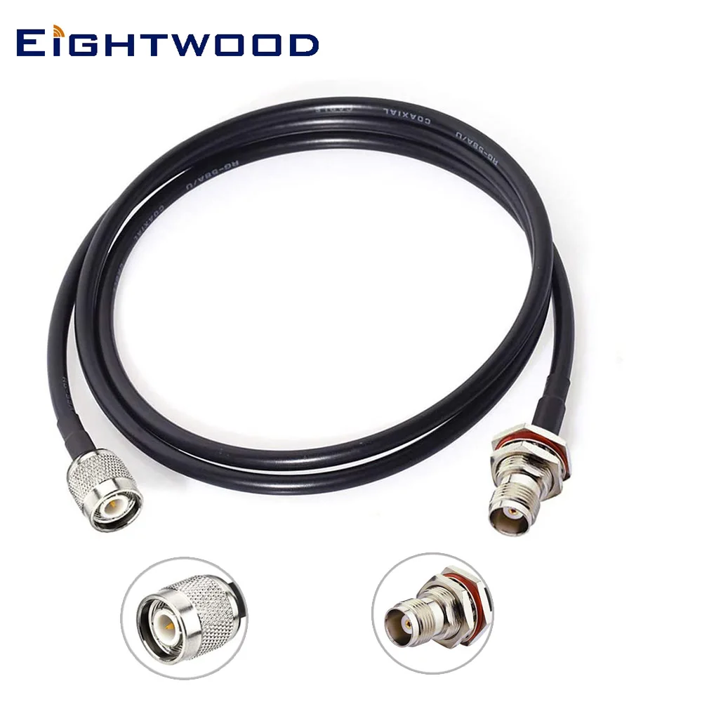 Eightwood GPS Antenna Cable RG58 1m TNC Male to Female for Vehicle Trimble Topcon Leica Sokkia GNSS RTK Receiver Boat Navigatio