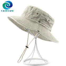 CAMOLAND 100% Cotton Boonie Hat Women Men Summer UPF 50+ Sun Hats Men Bob Panama Caps Fishing Hats Female Washed Beach Hat