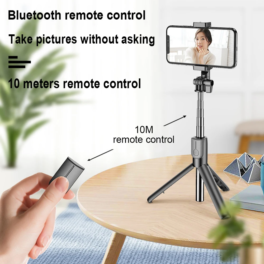 Selfie Sticks Wireless Selfie Stick Tripod Dimmable Selfie Ring Fill Light Fill Lamp Foldable Fit for Smartphone