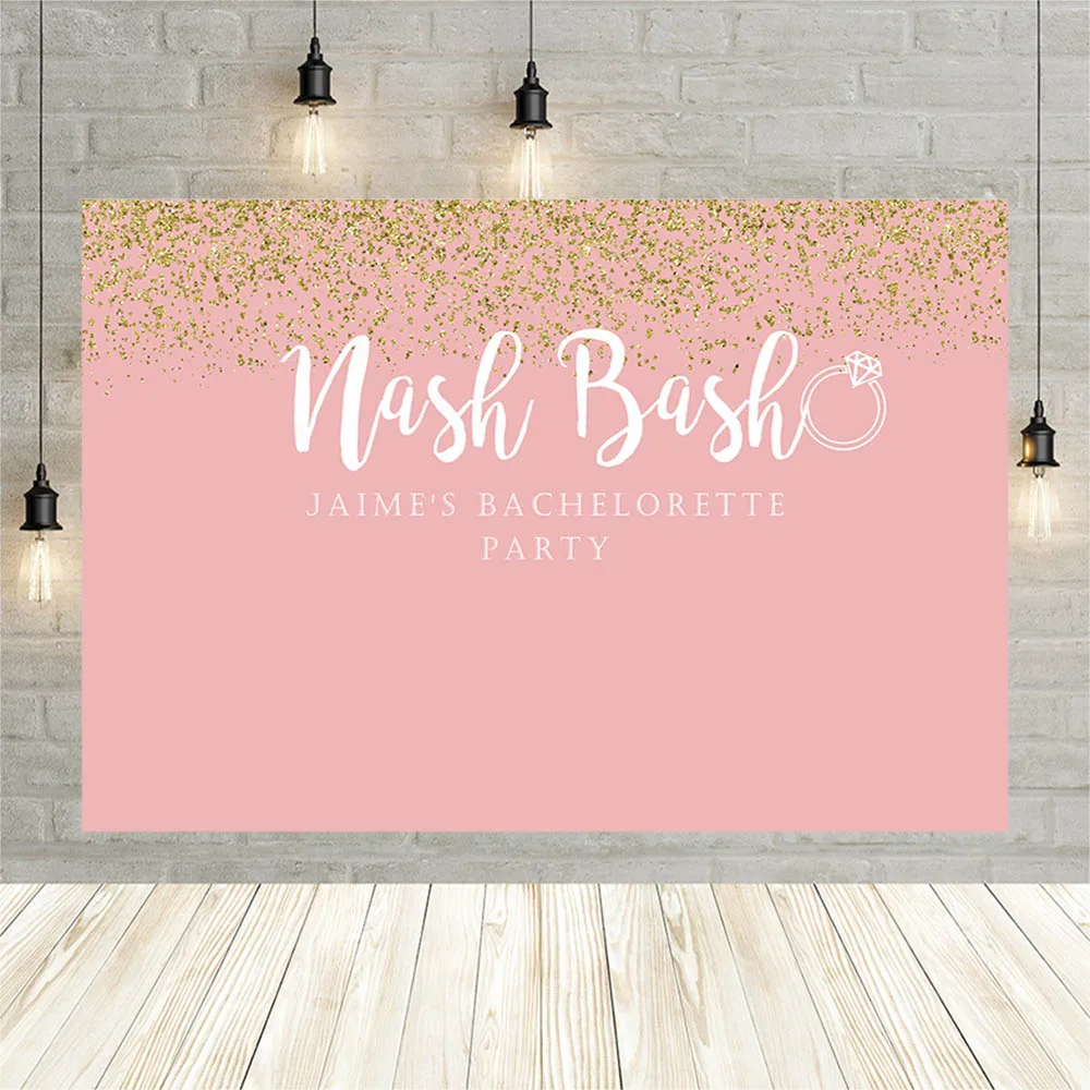 Avezano Nash Bash Bachelor Party Banner Backdrop Pink Solid Color Gold Dots Diamond Ring Girl Photography Background Decoration