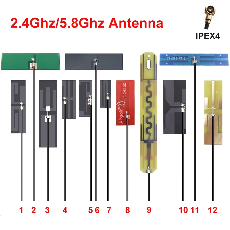 

2pcs 2.4G 5G 5.8G 2.4Ghz 5.8Ghz Antenna WiFi Bluetooth High gain internal PCB FPC Flexible 2400-2500Mhz With 20CM IPEX4 MHF4