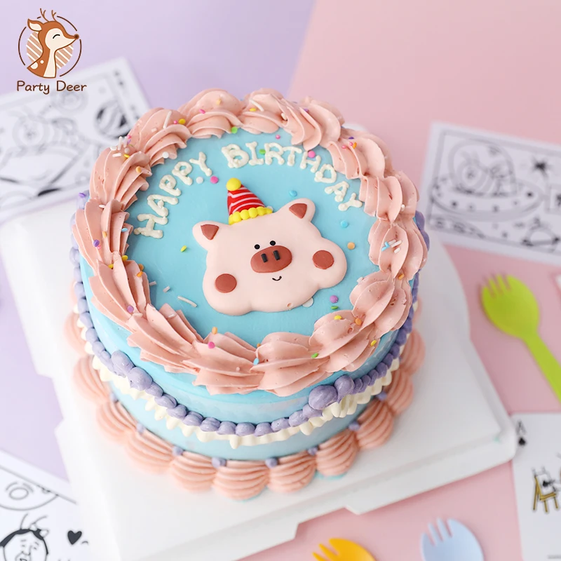 Disfraz de cerdo de bebé de celebridad, cerdito de cerdo, adorno de pastel de feliz cumpleaños, suministros de fiesta para niños, regalos de amor rosa