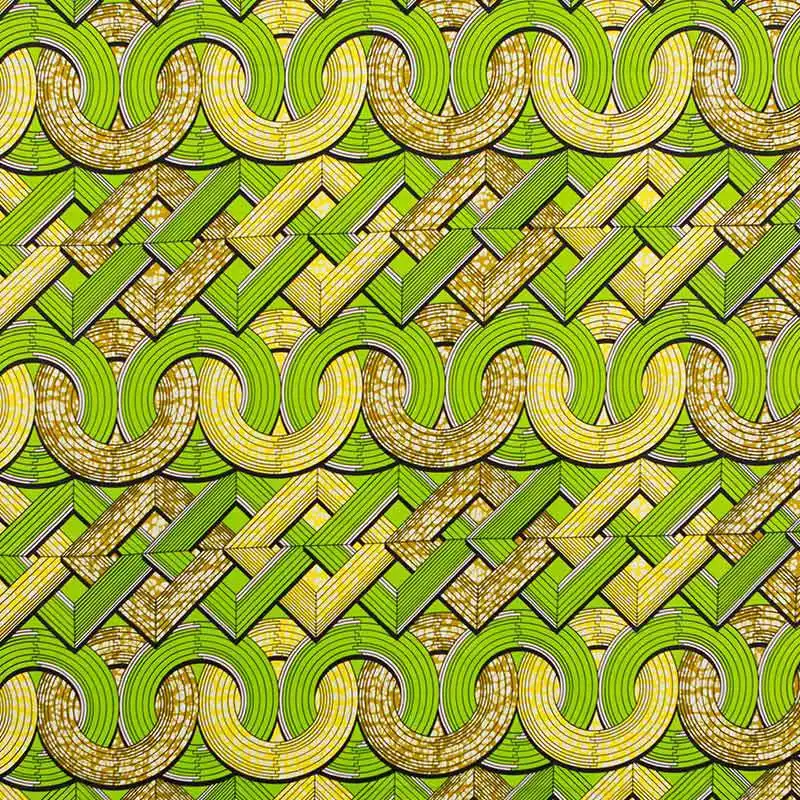 New Fashion Design African Green&Yellow Print Wax Fabric 100% Cotton 6Yard/lot African Fabric