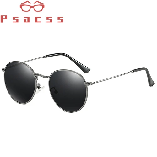 PSACSS-gafas de sol redondas polarizadas para hombre y mujer, lentes con montura de Metal pequeña, diseñador de marca, Vintage, para vacaciones, UV400, 2020
