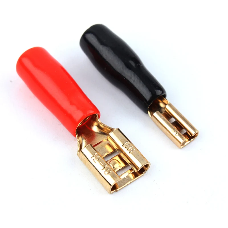 Car Audio Installation Terminal Conversion Line 2.8 4.8 6.3 Pure Copper Black Red Terminal Block 24k Gold-plated Speaker Plug