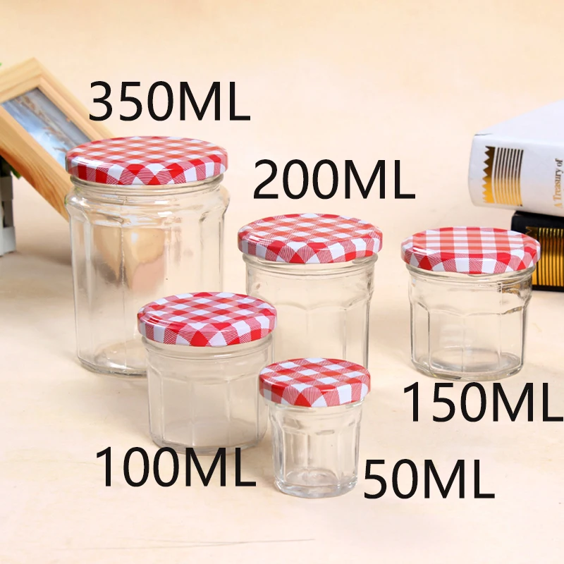 Glass Preserve Pots | Screw Top Red Gingham Lids | Airtight Pickle Jars