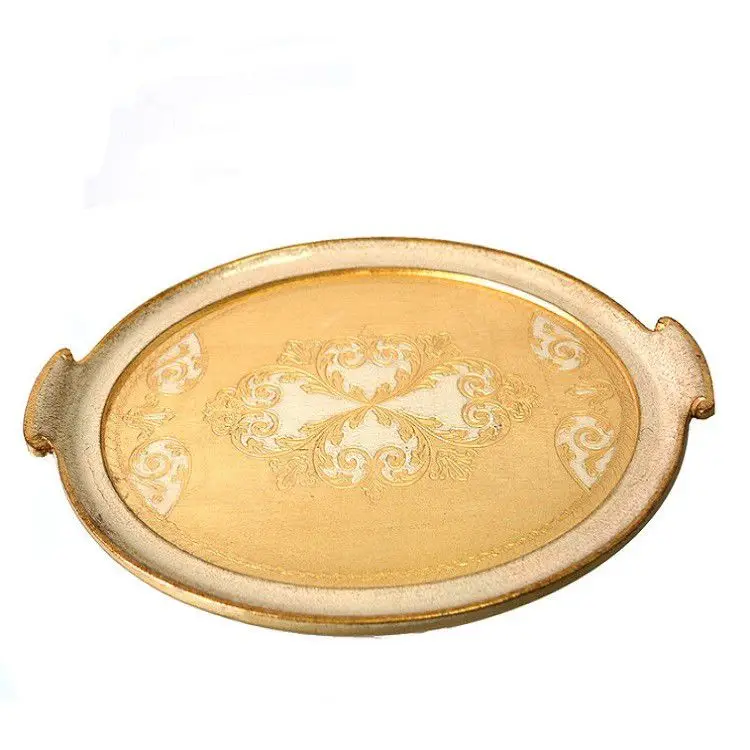 

DOLBOVI Lucky Art 024 Italian Gold Ivory Oval tray 45*35 Cm tray поднос plateau de service