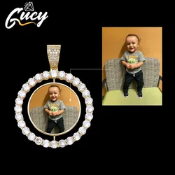 GUCY Custom Made Photo Rotating Double-Sided Medallions Pendant Necklace 4mm Tennis Chain Zircon Men's Hip Hop Jewelry