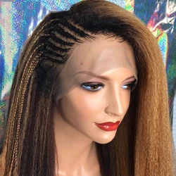 Kinky Straight Human Hair Lace Front Wigs For Black Women Yaki Lace Frontal Wigs Headband Wigs Yaki Straight U Part Wigs